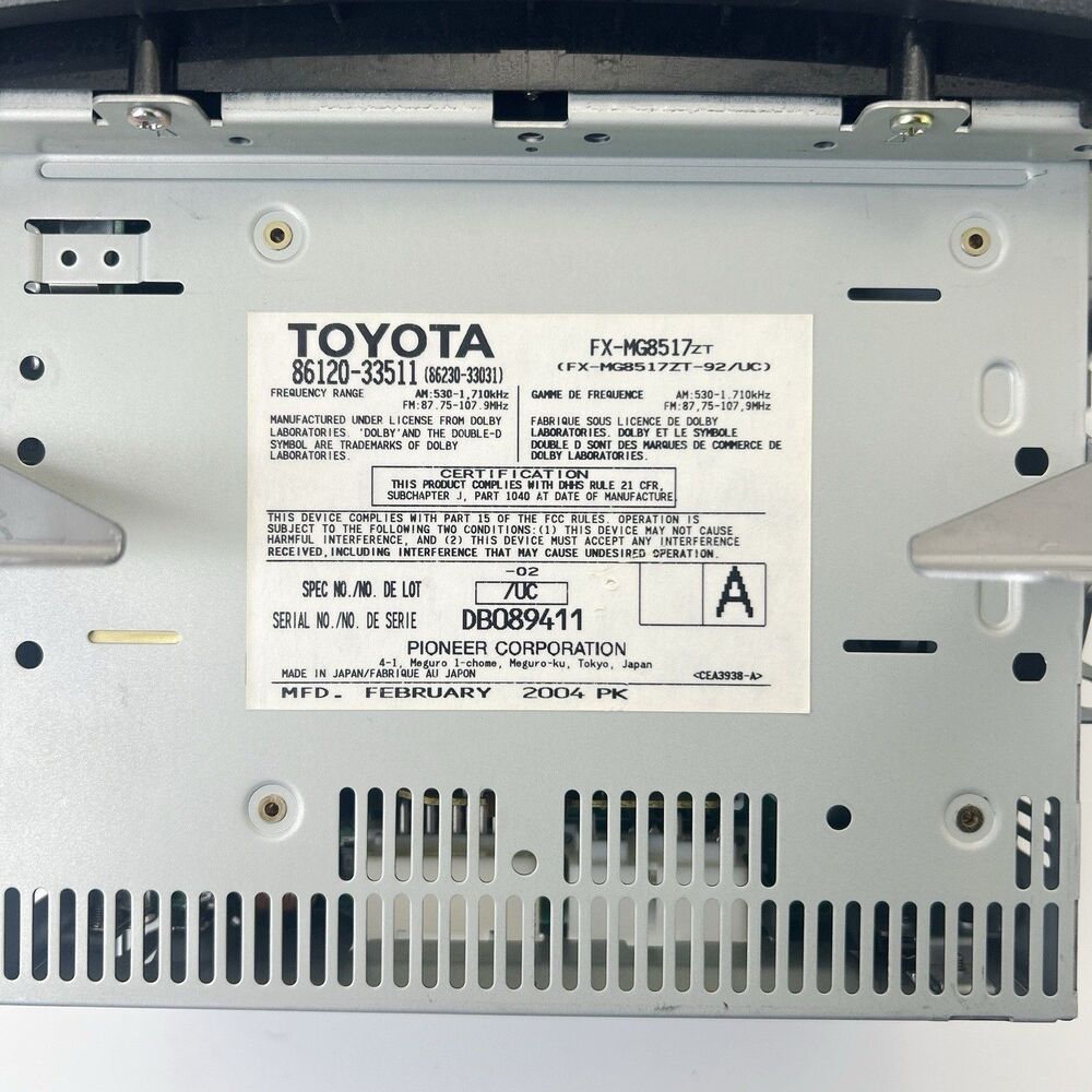 02-06 Lexus ES330 ES300 Pioneer Stereo Radio 6 Disc 86120-33511 OEM FX-MG8517ZT - Picture 5 of 6